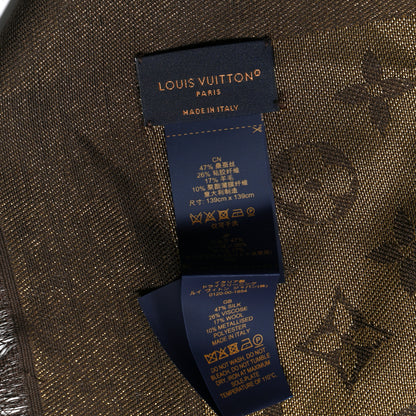 Louis Vuitton Silk Lurex Wool Monogram Shine Shawl Marron 3 of 3