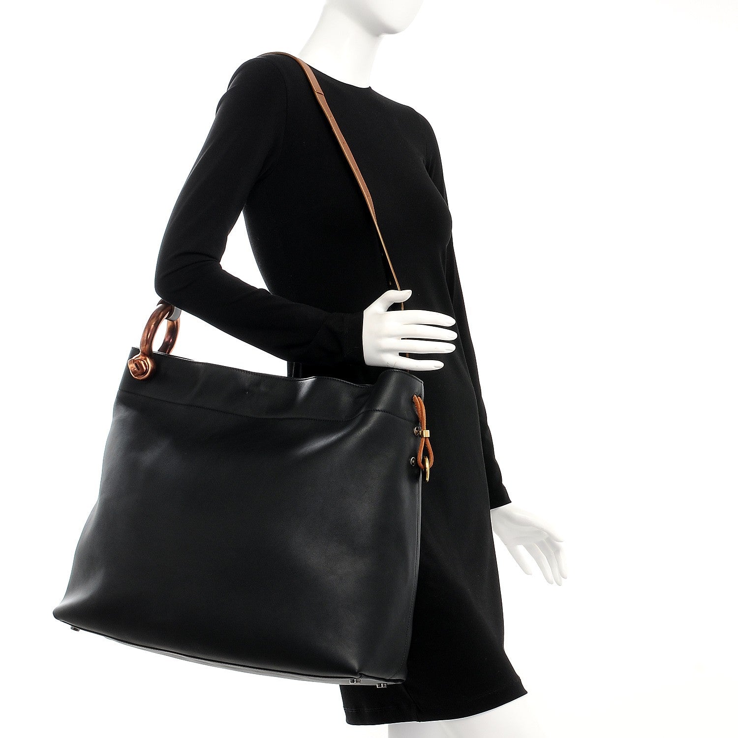 Tom Ford Calfskin Fisherman Hook Drawstring Hobo Bag Black 2 of 6