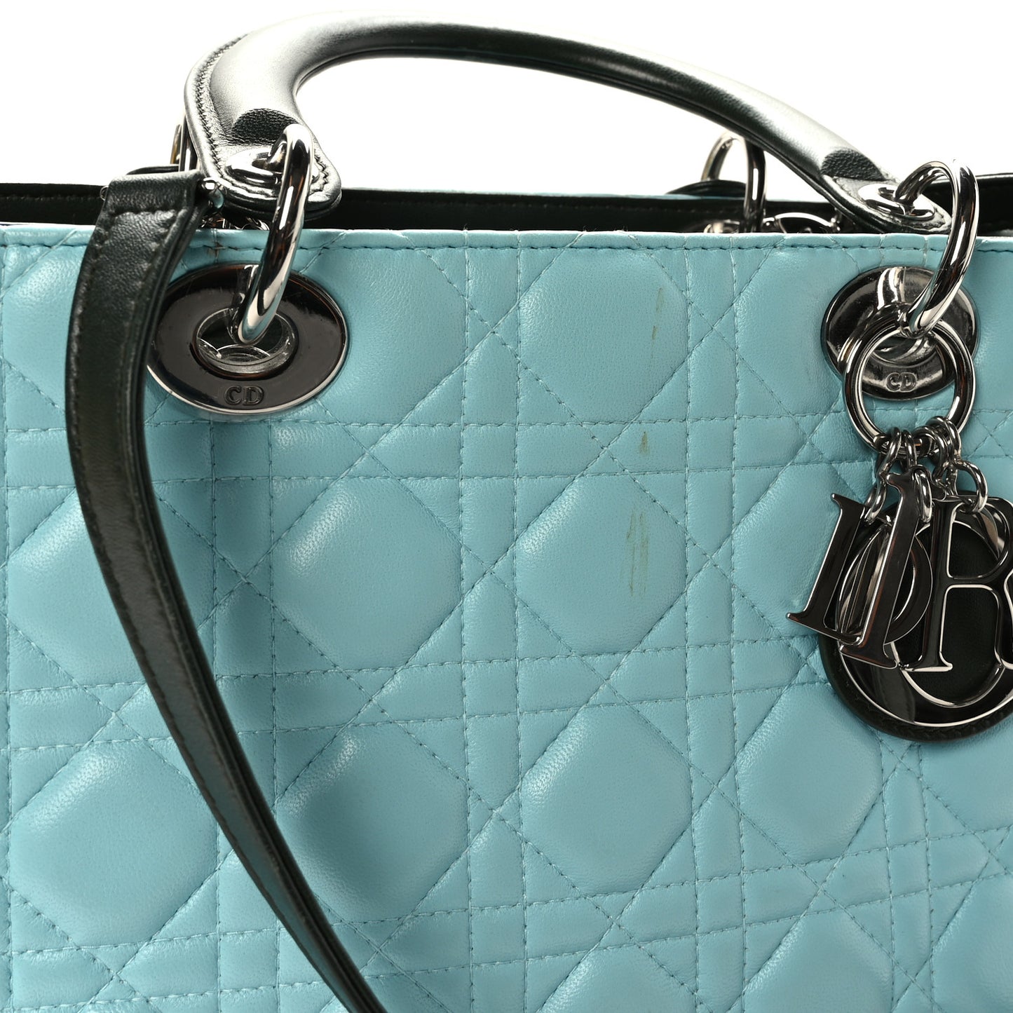 Lambskin Cannage Medium Tri-Color Lady Dior Blue Green