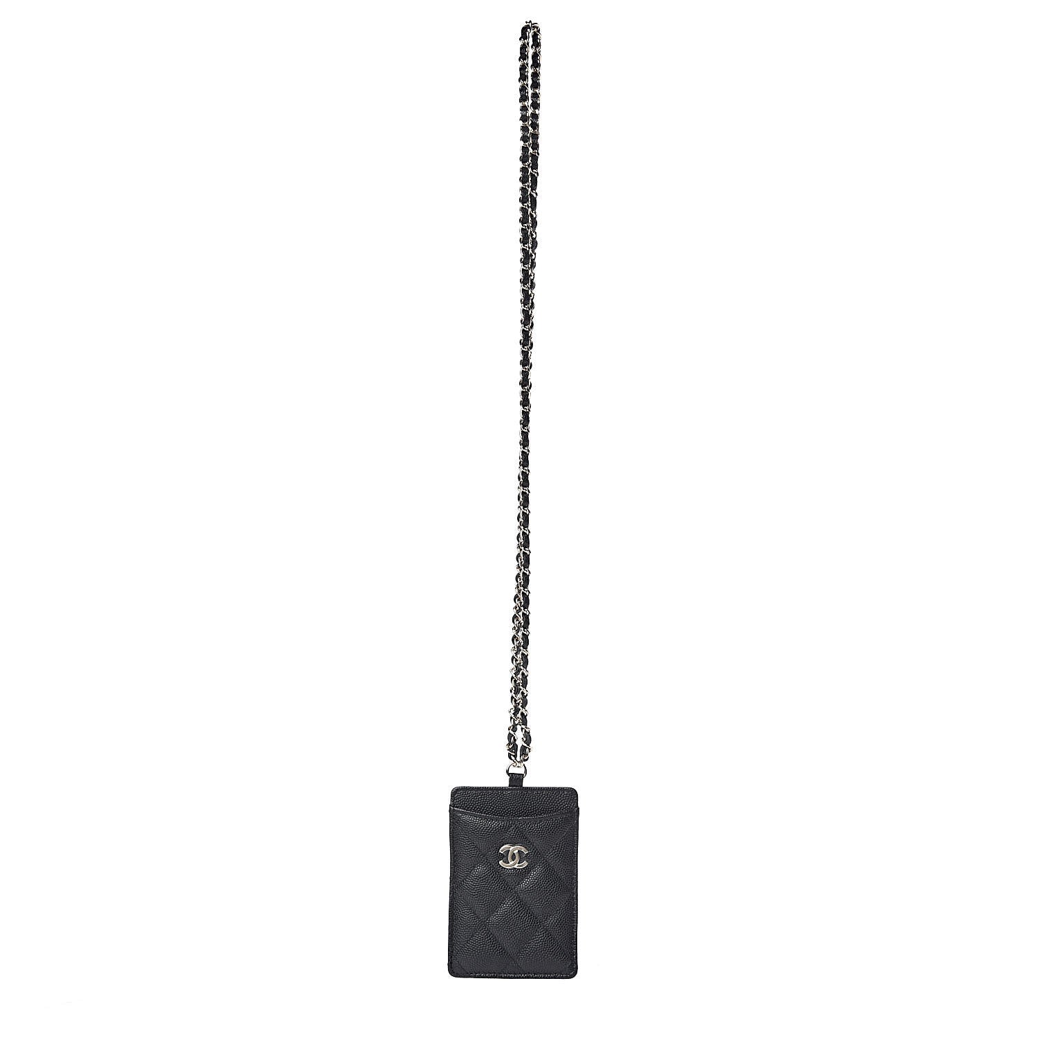 Chanel Caviar Quilted Card Holder On Chain Black 1 of 7