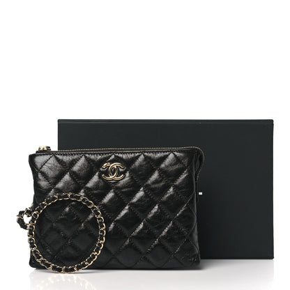 Chanel Shiny Crumpled Calfskin Quilted Clutch Bag Black 12 of 12