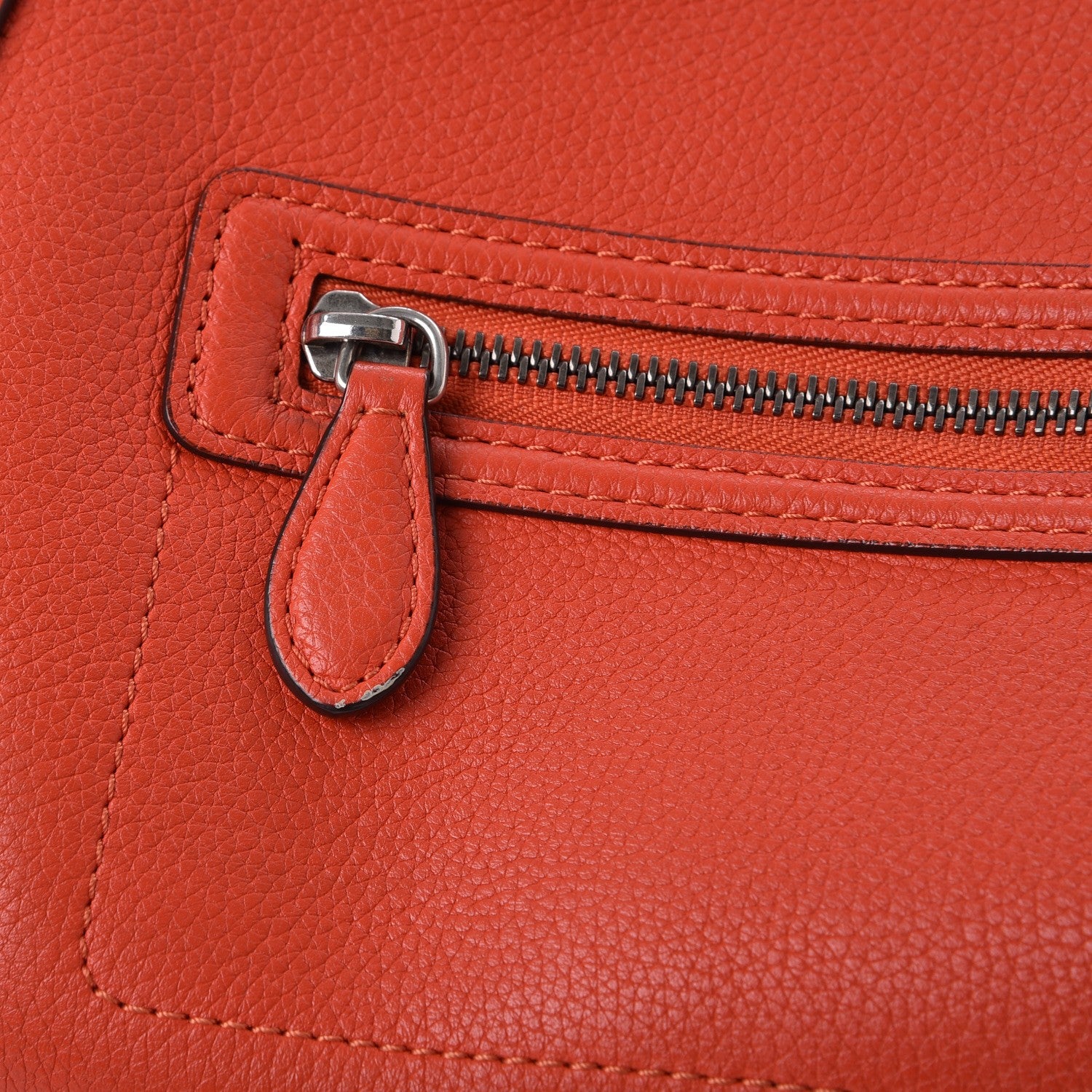Celine Drummed Calfskin Mini Luggage Vermillion 8 of 16