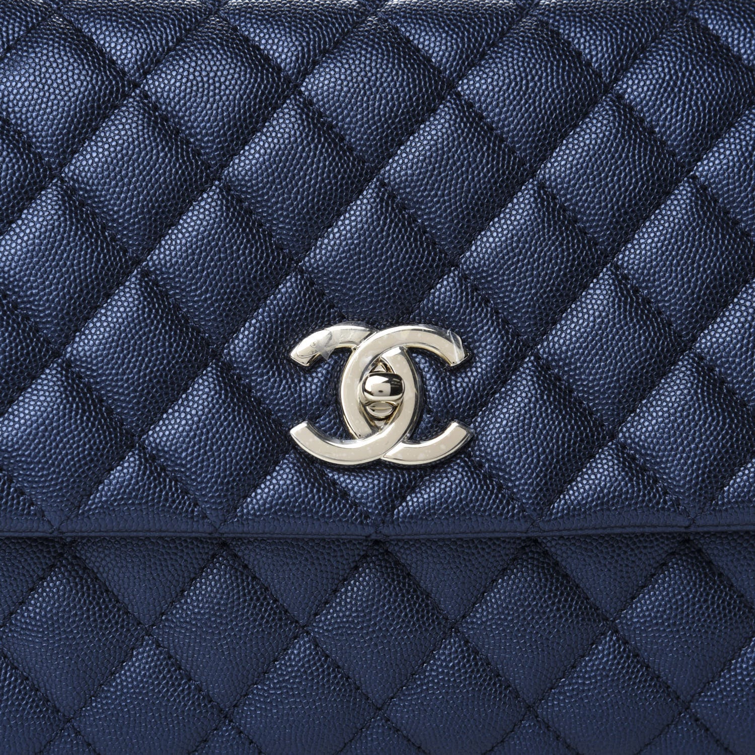 Chanel Iridescent Caviar Quilted Small Coco Handle Flap Dark Blue 10 of 11