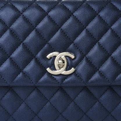Chanel Iridescent Caviar Quilted Small Coco Handle Flap Dark Blue 10 of 11