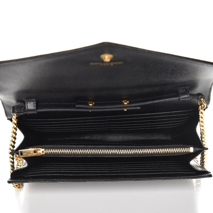 Saint Laurent Grain De Poudre Matelasse Chevron Monogram Chain Wallet Black 5 of 8