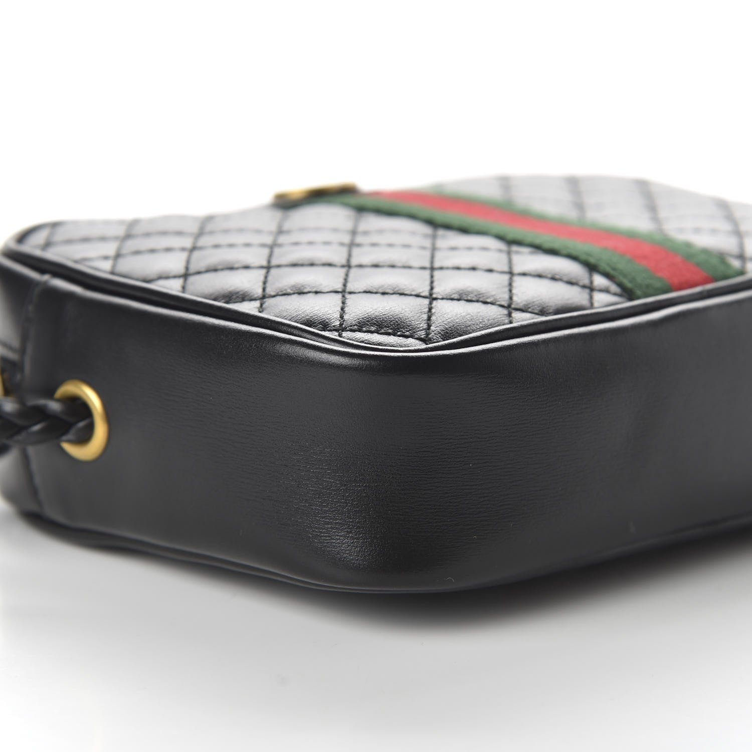 Gucci Calfskin Trapuntata Web Mini GG Shoulder Bag Black 6 of 10