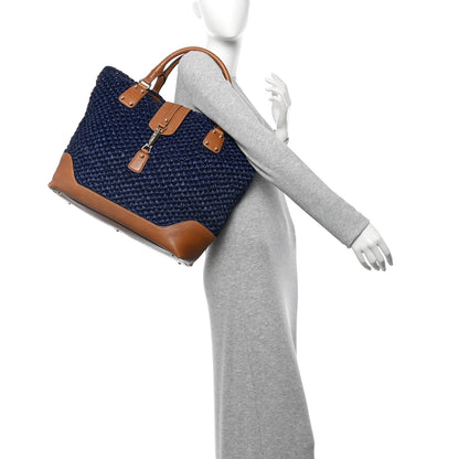 Gucci Raffia Large Santa Monica Tote Blue 2 of 16