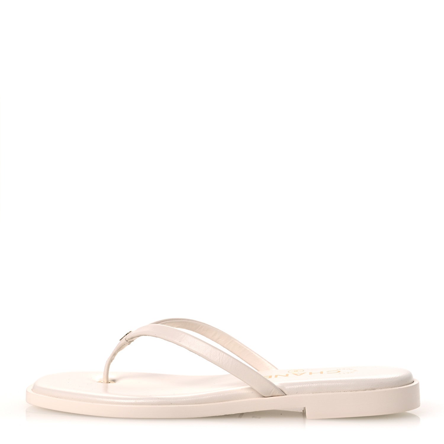 Chanel Goatskin CC Times Square Thong Sandals 35 White 1 of 11