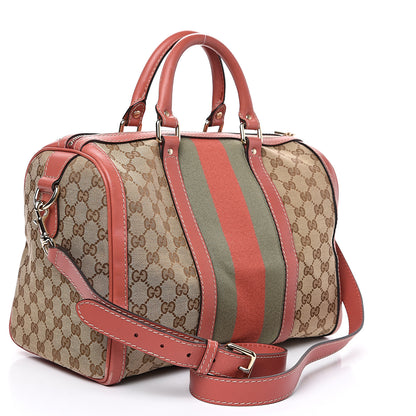 Gucci Monogram Medium Vintage Web Boston Pink 2 of 16