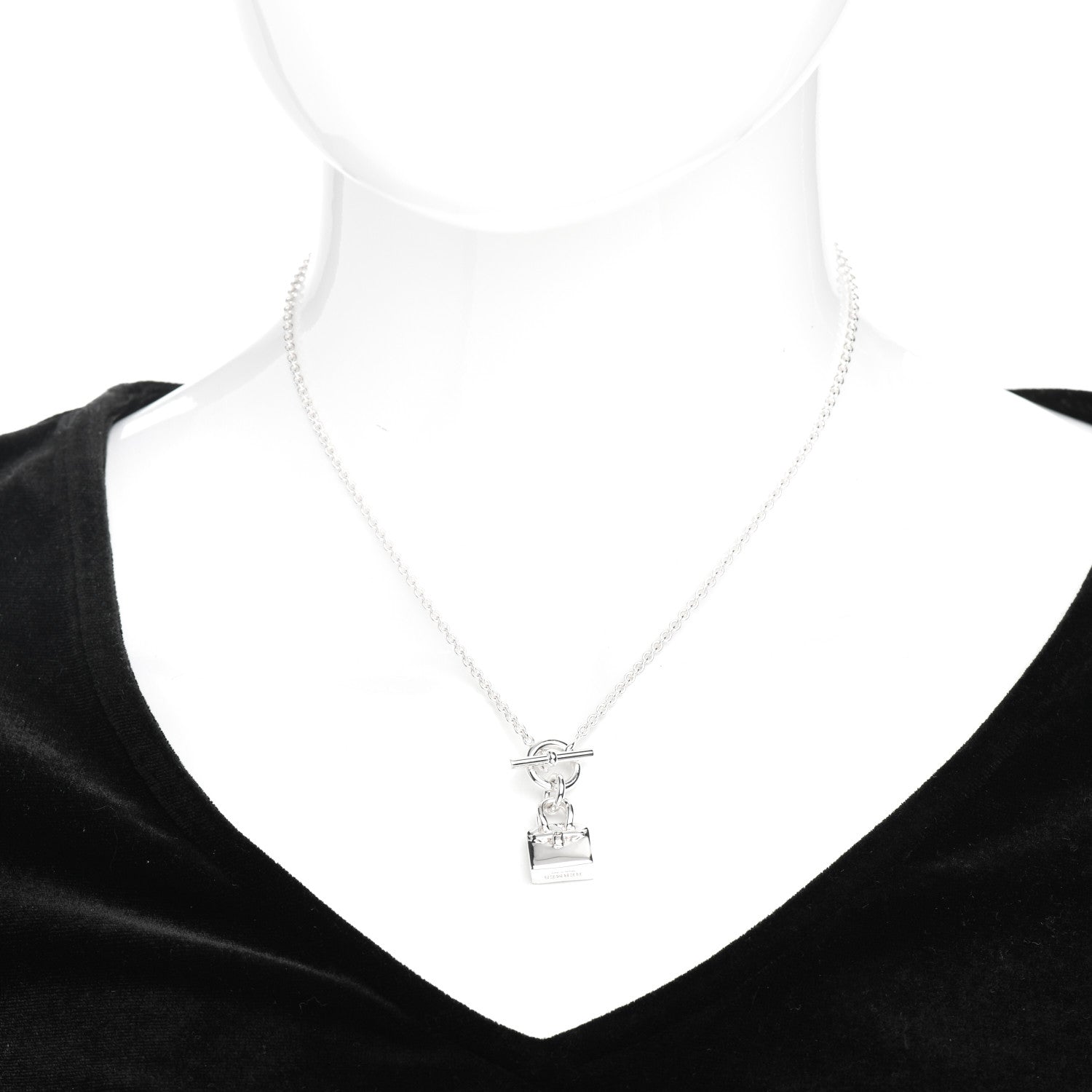 Hermes Sterling Silver Kelly Charm Pendant Necklace 2 of 5
