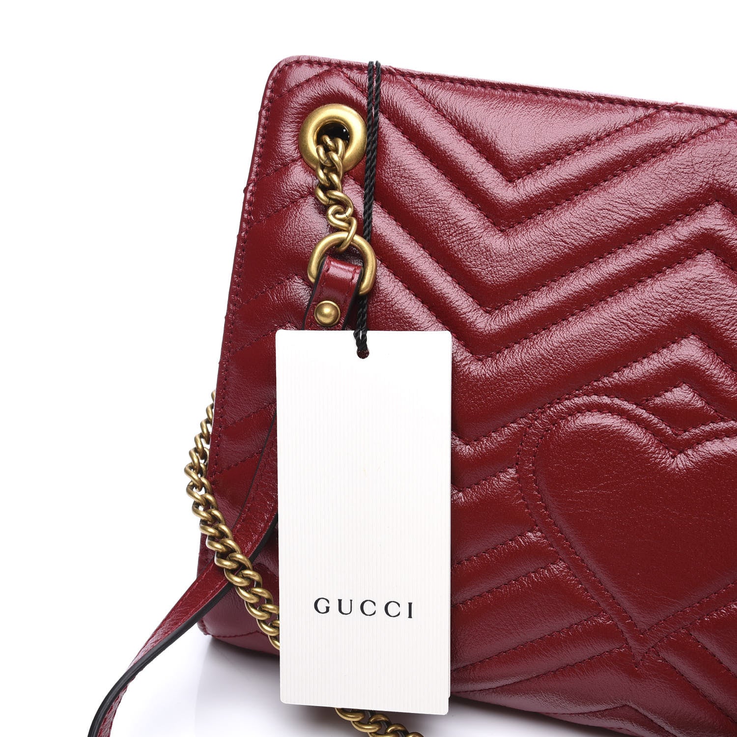 Gucci Azalea Calfskin Matelasse Heart Medium GG Marmont Slim Shoulder Bag Romantic Cerise 10 of 11