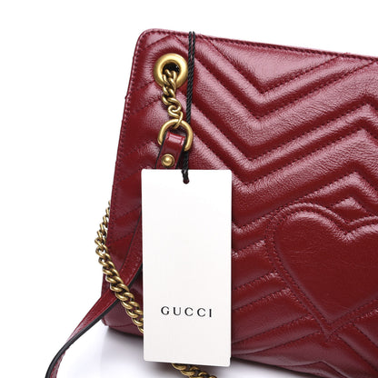 Gucci Azalea Calfskin Matelasse Heart Medium GG Marmont Slim Shoulder Bag Romantic Cerise 10 of 11