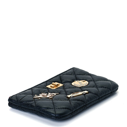 Chanel Aged Calfskin Quilted Small Lucky Charms Cosmetic Case Black 4 of 9