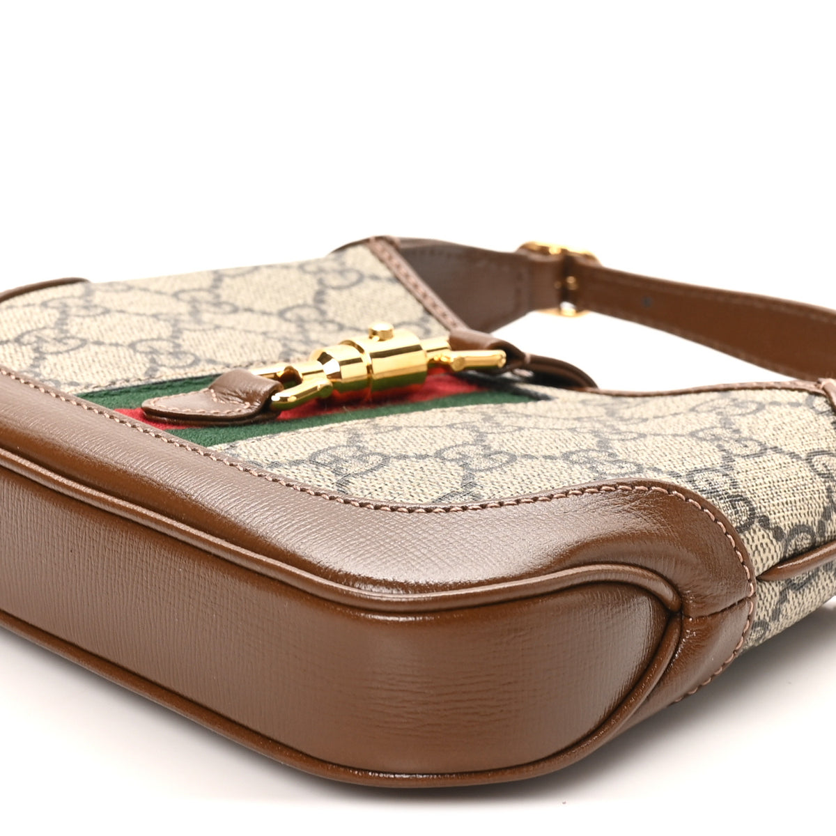 Gucci GG Supreme Monogram Azalea Calfskin Web Mini Jackie 1961 Hobo Beige Ebony Brown Sugar 10 of 10