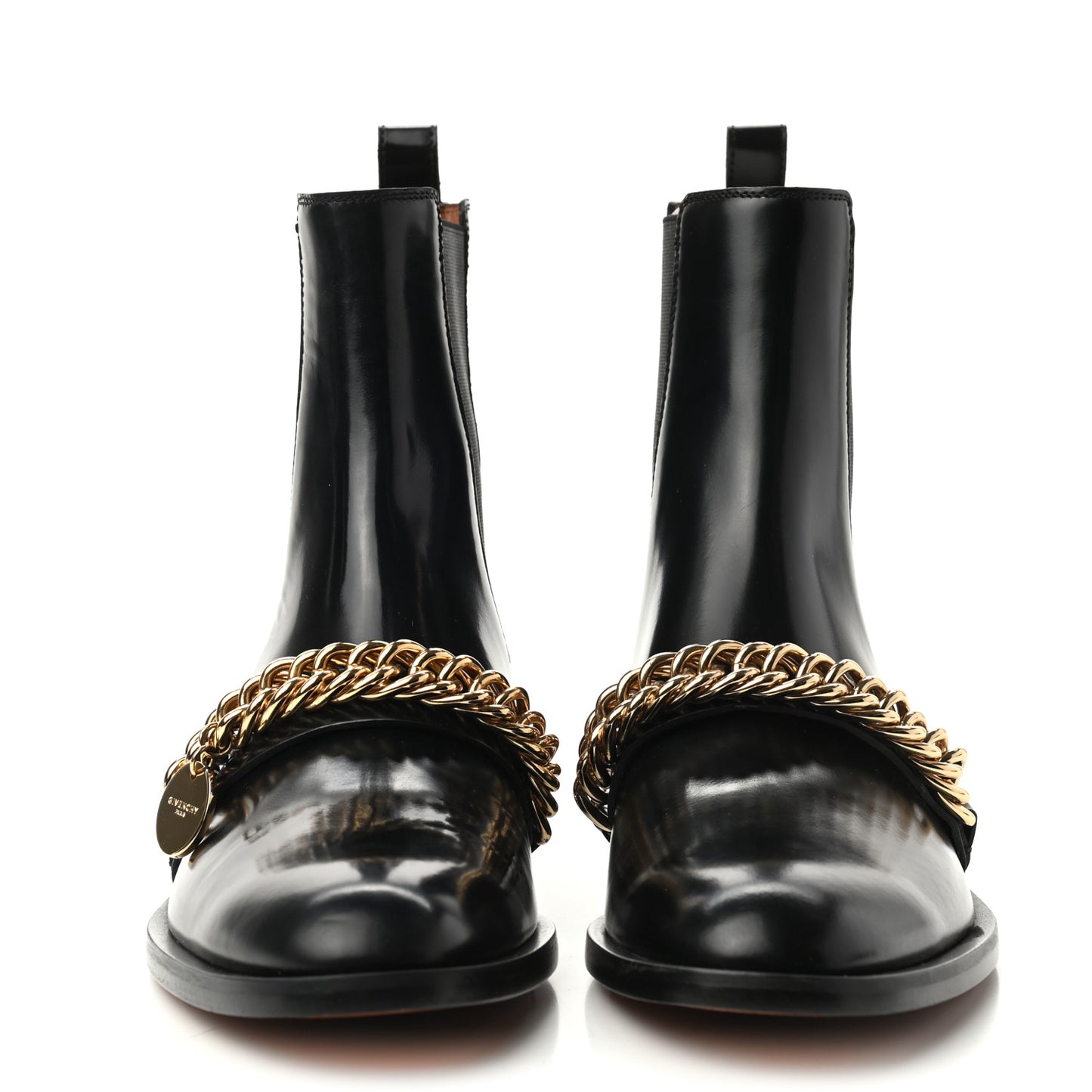 Calfskin Chain Chelsea Boots 39 Black