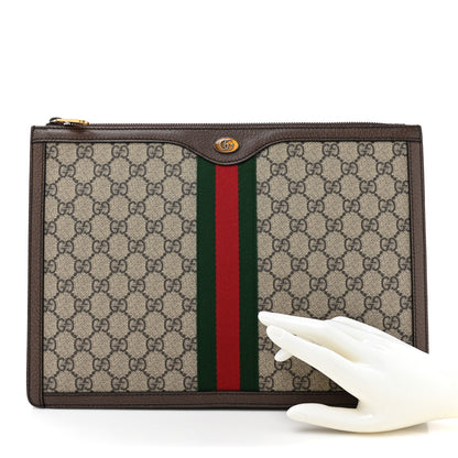 Gucci GG Supreme Monogram Web Ophidia Portfolio Pouch Beige New Acero 2 of 10
