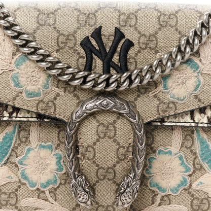 Gucci X MLB GG Supreme Monogram Snakeskin NY Yankees Patch Embroidered Small Dionysus Shoulder Bag 9 of 11
