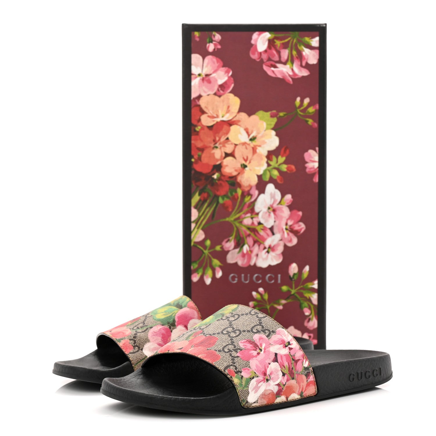 Gucci GG Supreme Monogram Blooms Slide Sandals 37 Beige Multicolor 9 of 9
