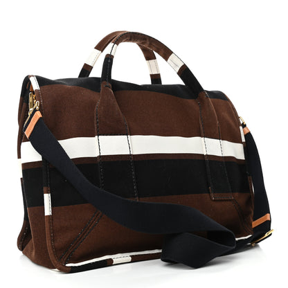Prada Canvas Canapa Righe Striped Top Handle Satchel Tabacco 2 of 4