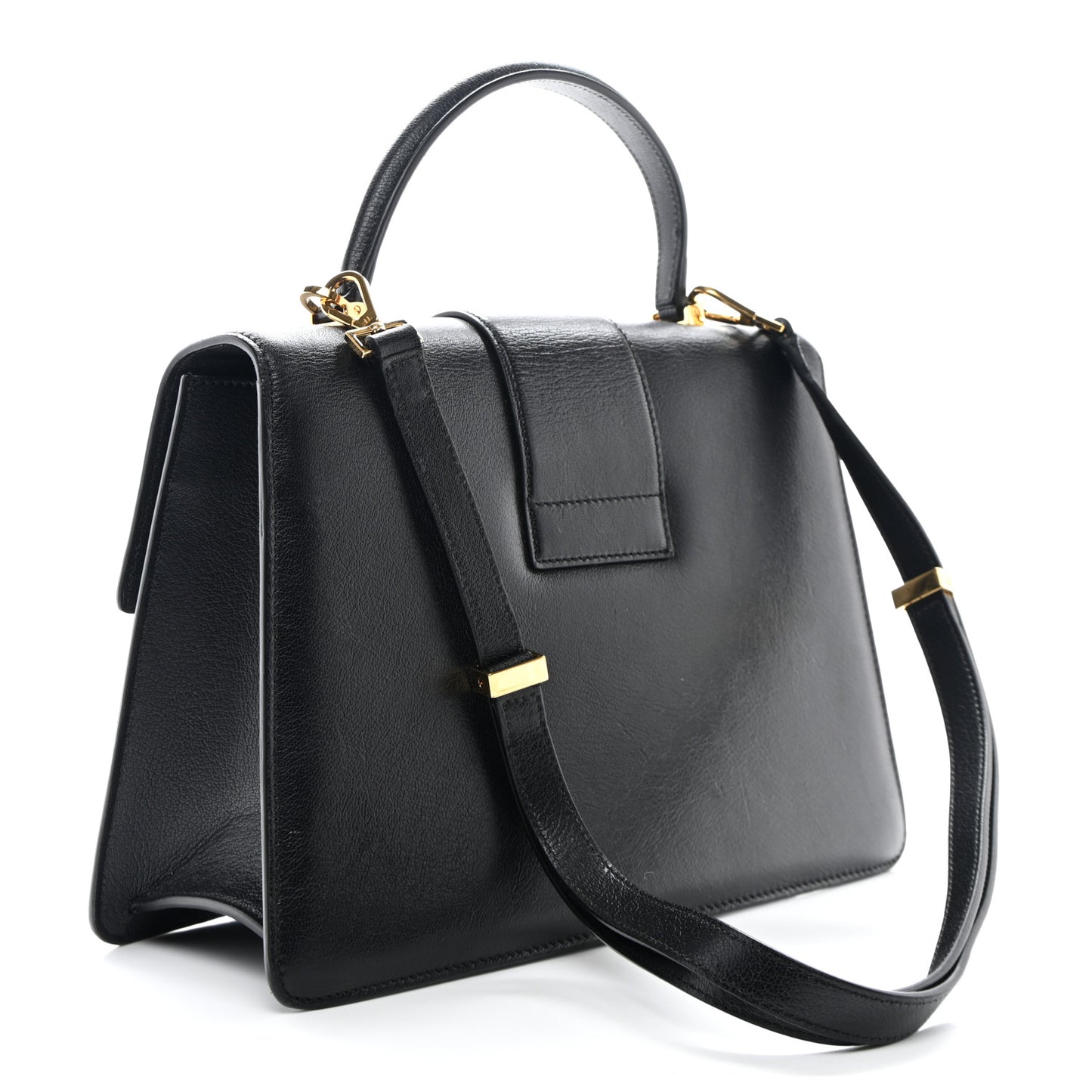 Shiny Goatskin Medium 001 Top Handle Bag Black