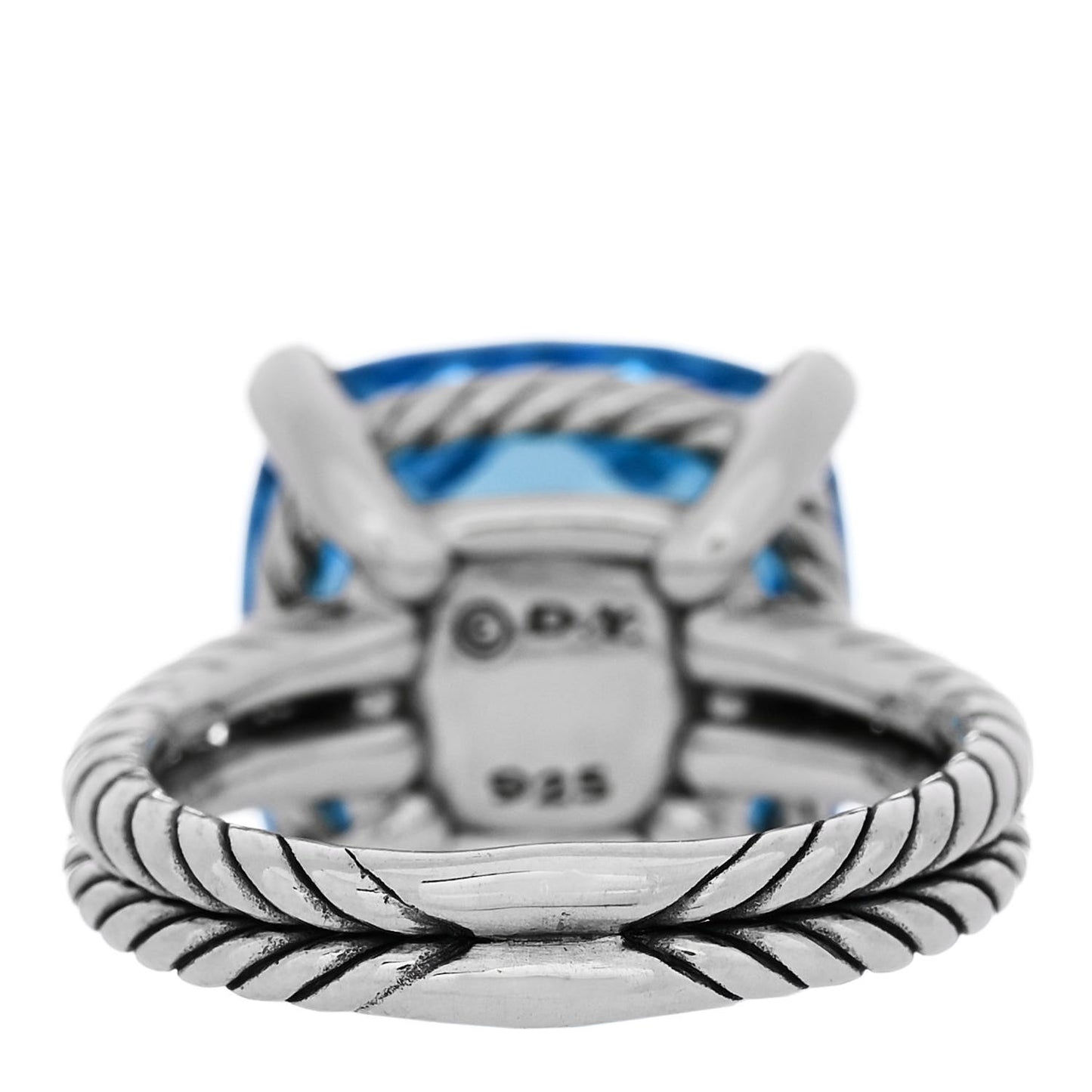 Sterling Silver Diamond Blue Topaz 14mm Chatelaine Ring 53 6.5