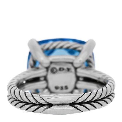 David Yurman Sterling Silver Diamond Blue Topaz 14mm Chatelaine Ring 53 6.5 4 of 6