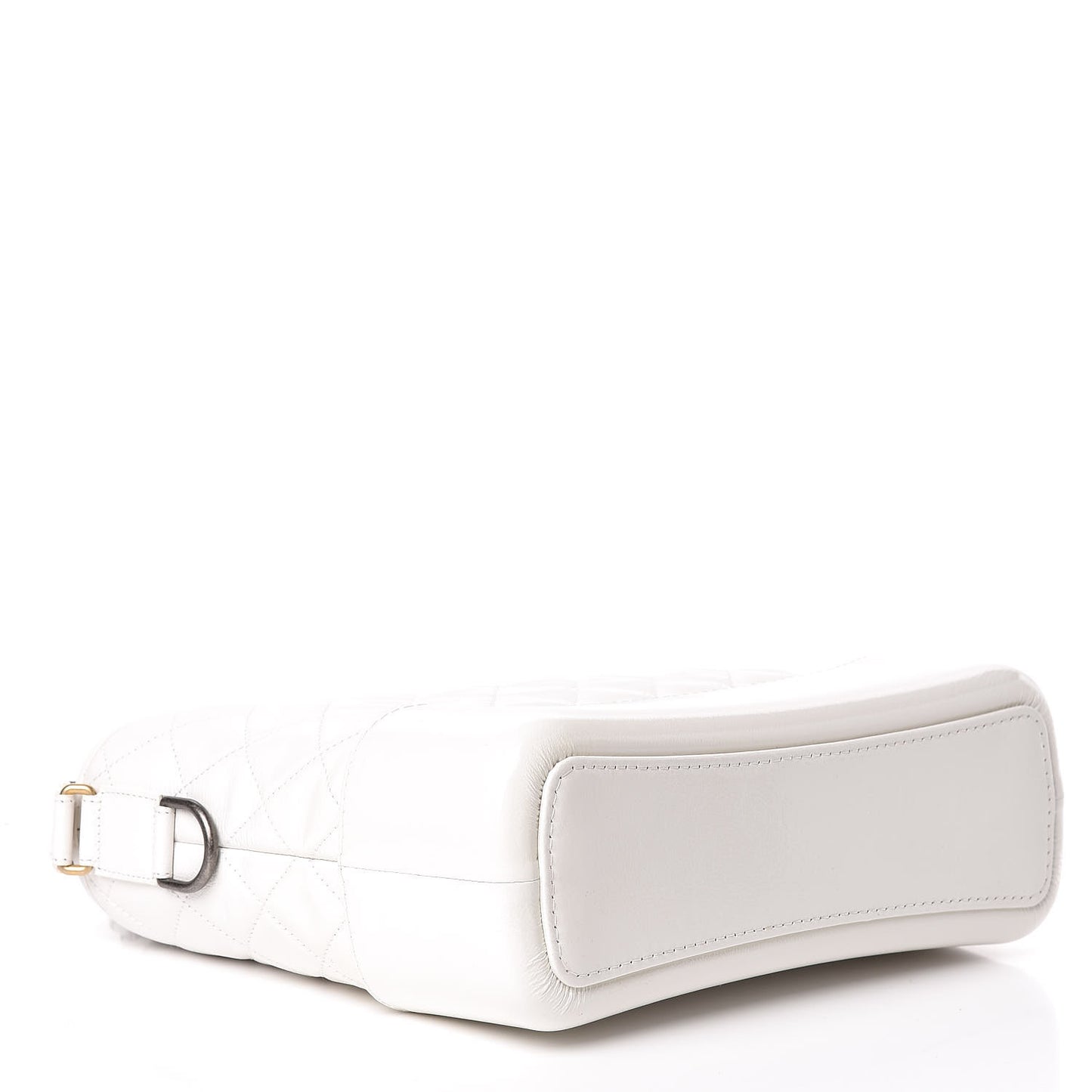 Patent Goatskin Quilted Medium Gabrielle Hobo White