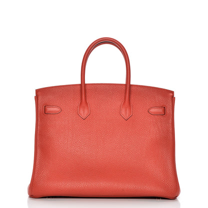 Hermes Taurillon Clemence Birkin 35 Rouge Pivoine 5 of 34