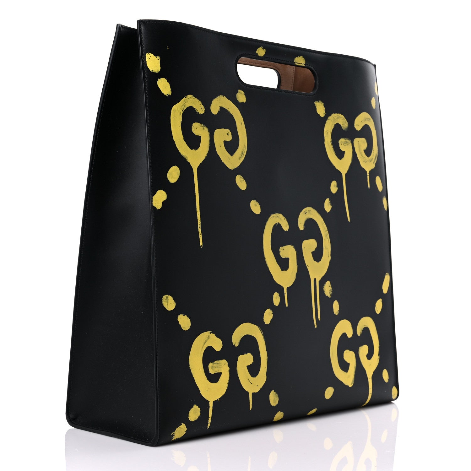 Gucci Calfskin GucciGhost Real Large XL Tote Black Yellow 2 of 9