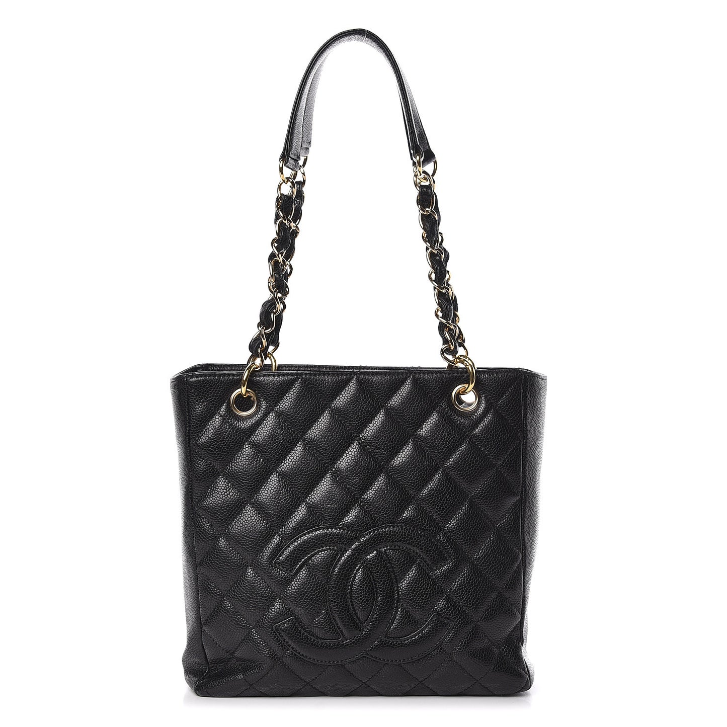 Caviar Quilted Petit Shopping Tote PST Black