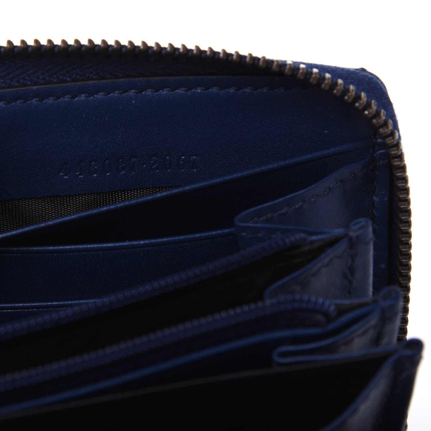 Gucci Calfskin Matelasse GucciGhost GG Marmont Zip Around Wallet Blue Agata Hibiscus Red 8 of 12