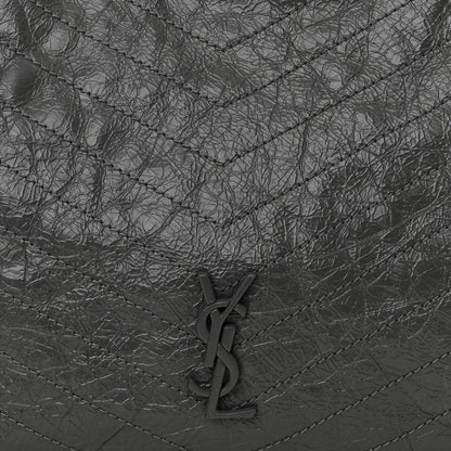 Saint Laurent Crinkled Calfskin Matelasse Monogram Medium Niki Shopper Tote Storm 8 of 10