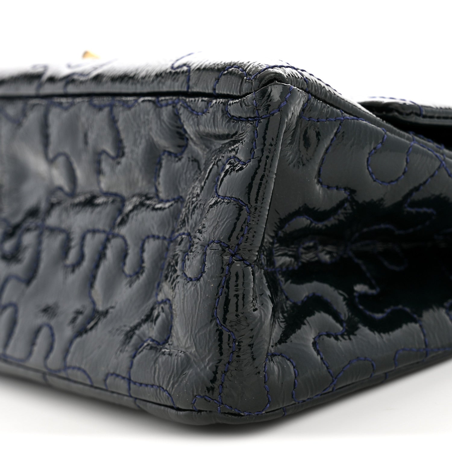 Chanel Crackled Patent Calfskin Puzzle 2.55 Reissue 226 Flap Blue 10 of 10