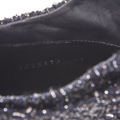 Chanel Lurex Tweed Patent Lace Up Sneakers 41 Dark Navy Blue 8 of 9