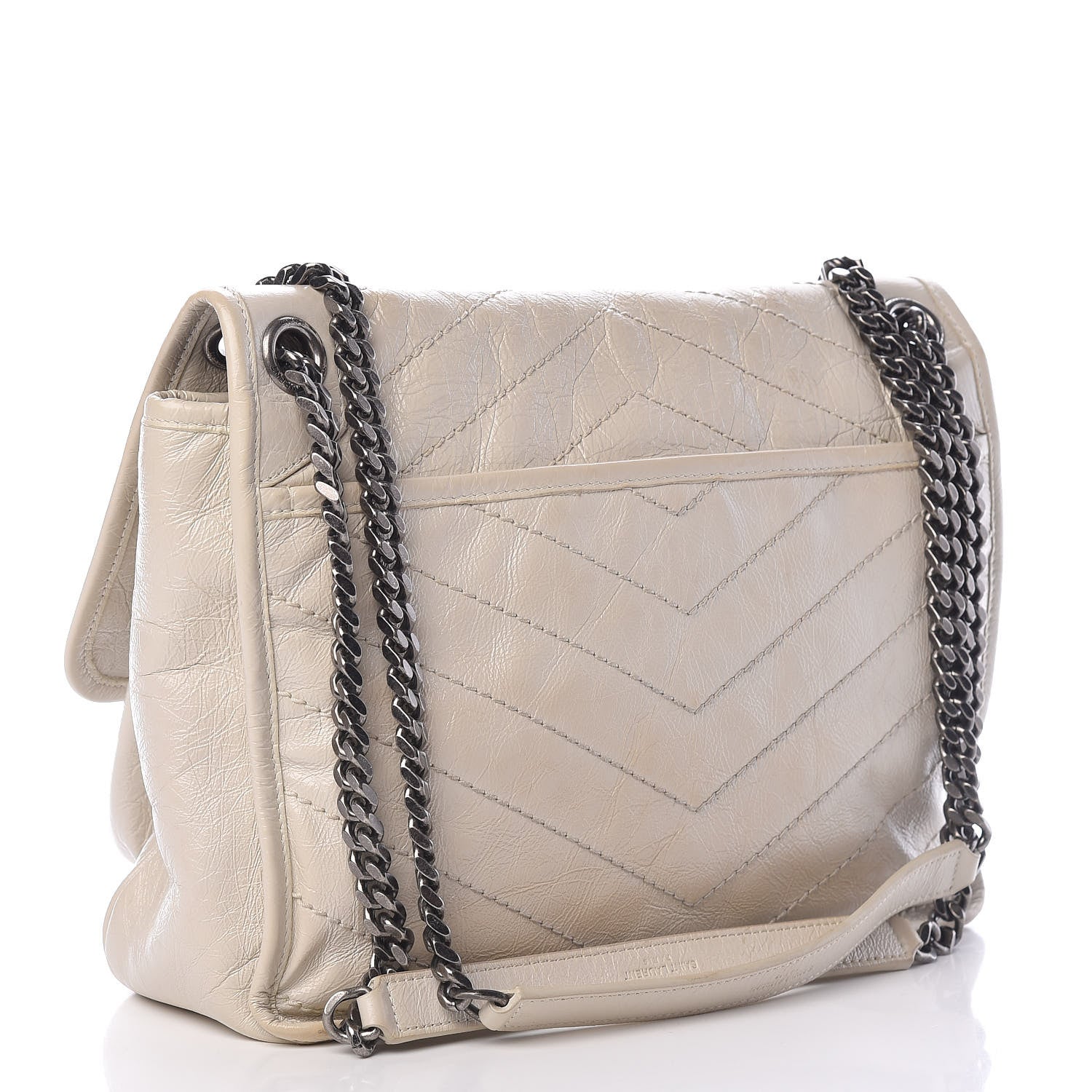 Saint Laurent Crinkled Calfskin Matelasse Monogram Medium Niki Chain Satchel Ivory 3 of 14