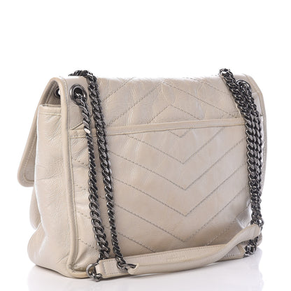 Saint Laurent Crinkled Calfskin Matelasse Monogram Medium Niki Chain Satchel Ivory 3 of 14