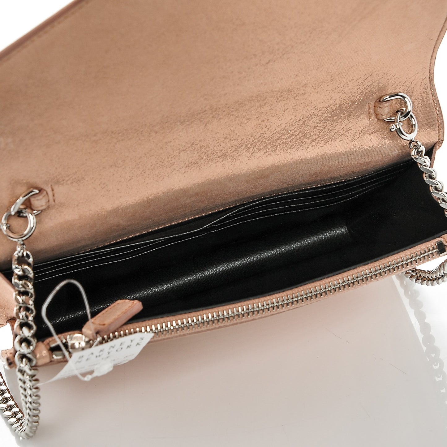 Metallic Fabric Monogram Envelope Chain Wallet Pale Pink