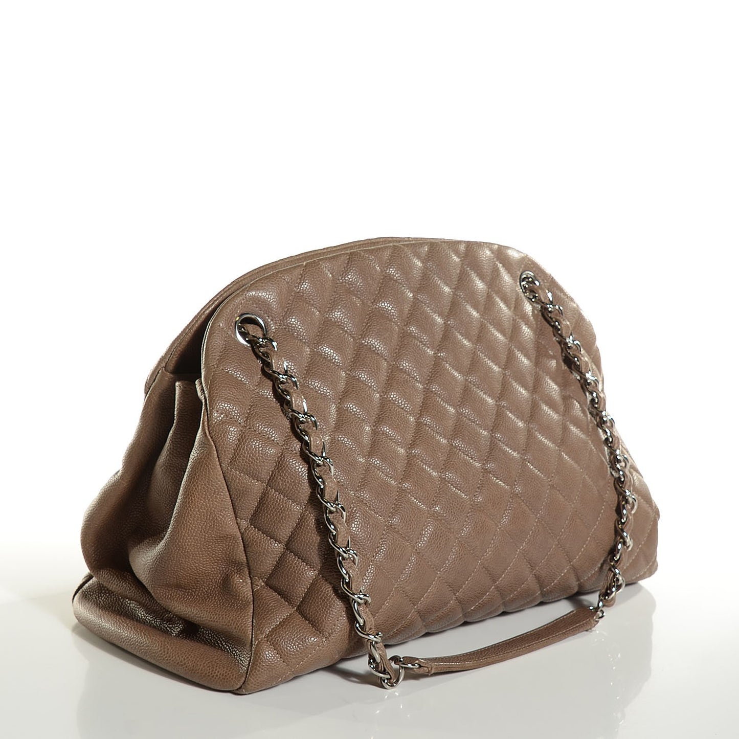 Caviar Quilted Large Just Mademoiselle Bowling Bag Grey