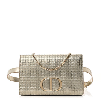 Christian Dior Metallic Patent Micro-Cannage 30 Montaigne 2 in 1 Pouch Gold 1 of 10