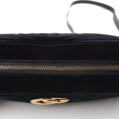 Gucci Velvet Matelasse Small GG Marmont Chain Shoulder Bag Black 19 of 21