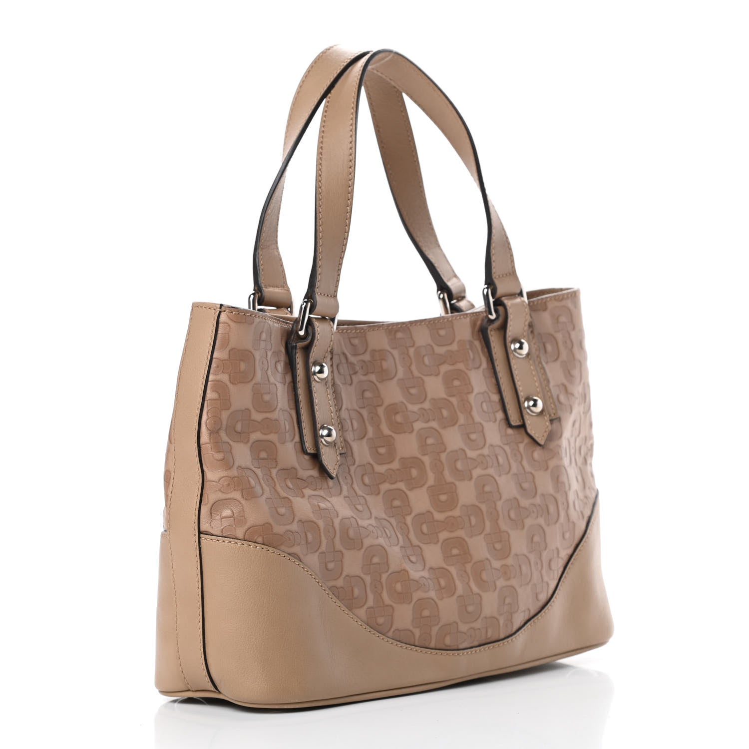 Gucci Calfskin Horsebit Embossed Tote Light Brown 3 of 12