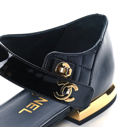 Chanel Patent Lambskin Quilted Cap Toe Ballerina Flats 36.5 Black 9 of 10