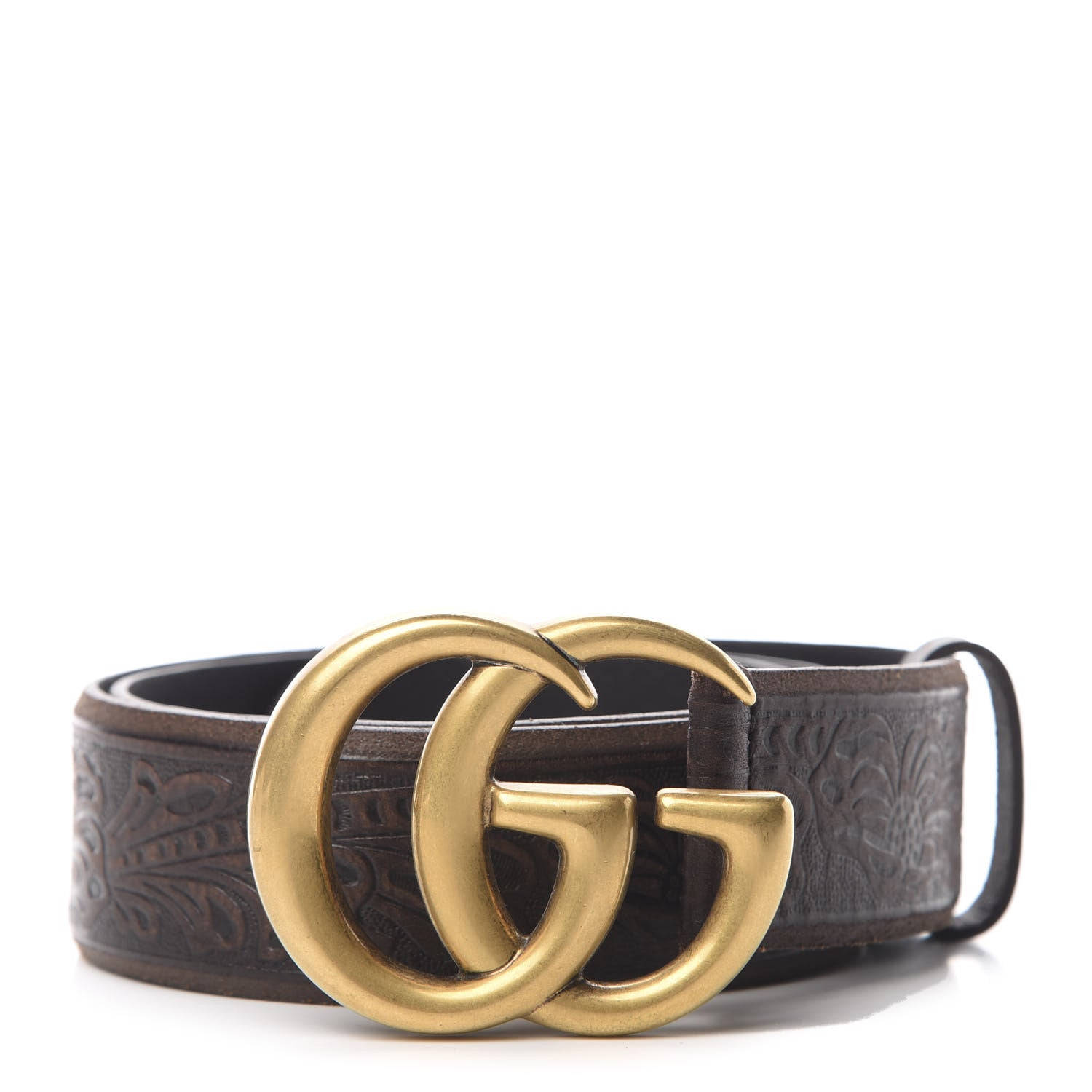 Gucci Calfskin Knurled Double G 40mm Belt 80 32 Testa di Moro 1 of 6