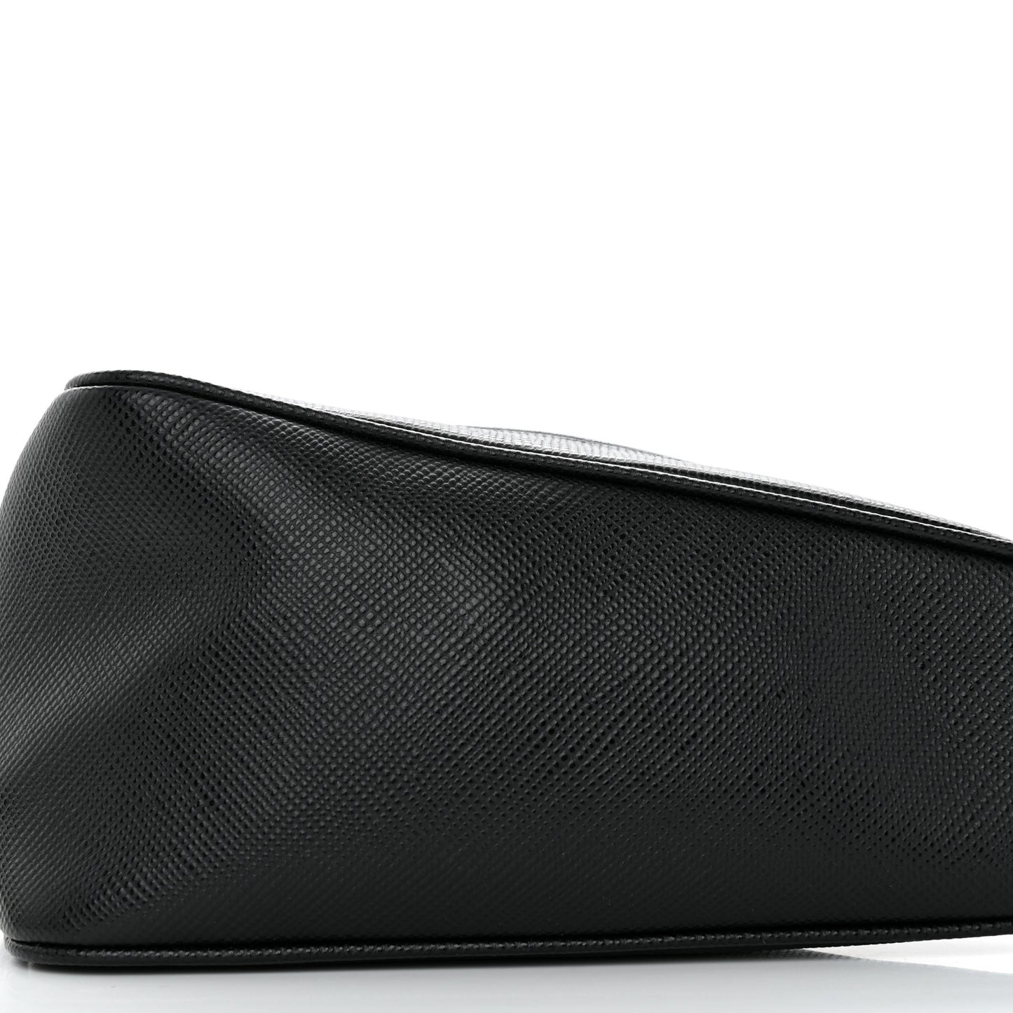Saffiano Cuir Triangle Logo Embossed Triangle Shoulder Bag Black