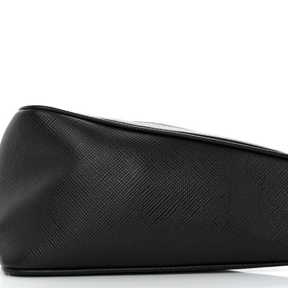 Prada Saffiano Cuir Triangle Logo Embossed Triangle Shoulder Bag Black 10 of 10