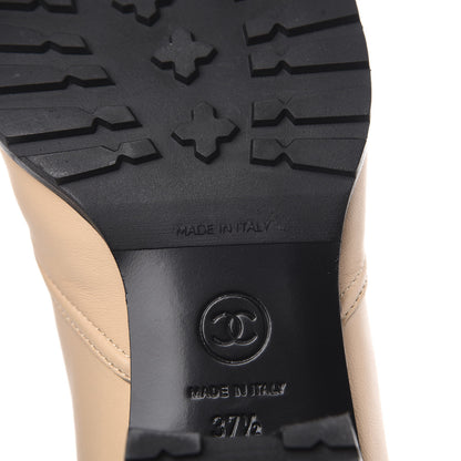 Chanel Lambskin Logo Cap Toe Short Boots 37.5 Beige Black 7 of 10
