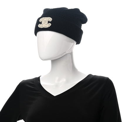 Chanel Cashmere CC Logo Beanie Hat Black 2 of 6