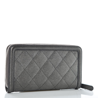 Chanel Metallic Caviar Quilted Medium Filigree Zip Around Wallet Dark Silver 3 of 8