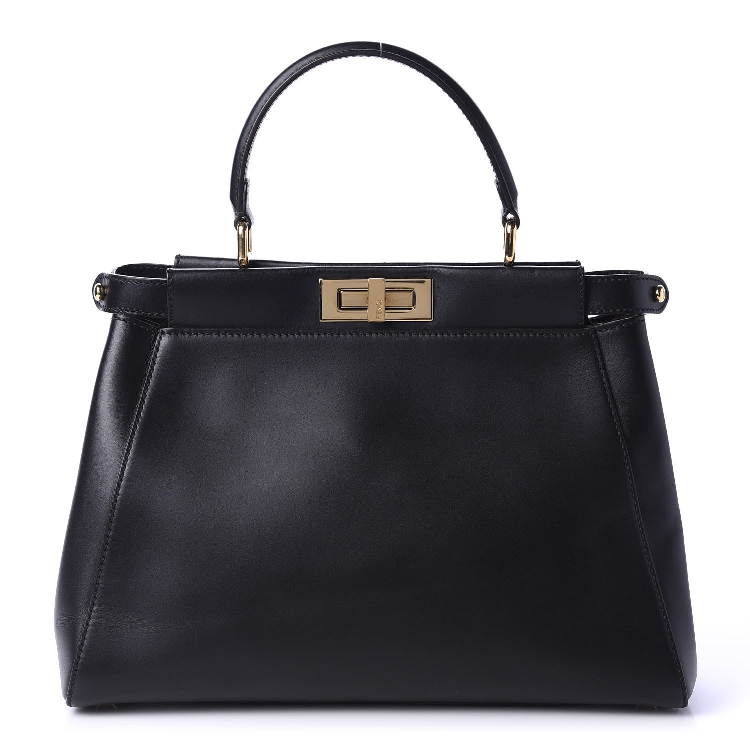 Fendi Vitello Morgan Fabric Jacquard Pequin Medium Peekaboo Iconic Satchel Black Tobacco 1 of 12