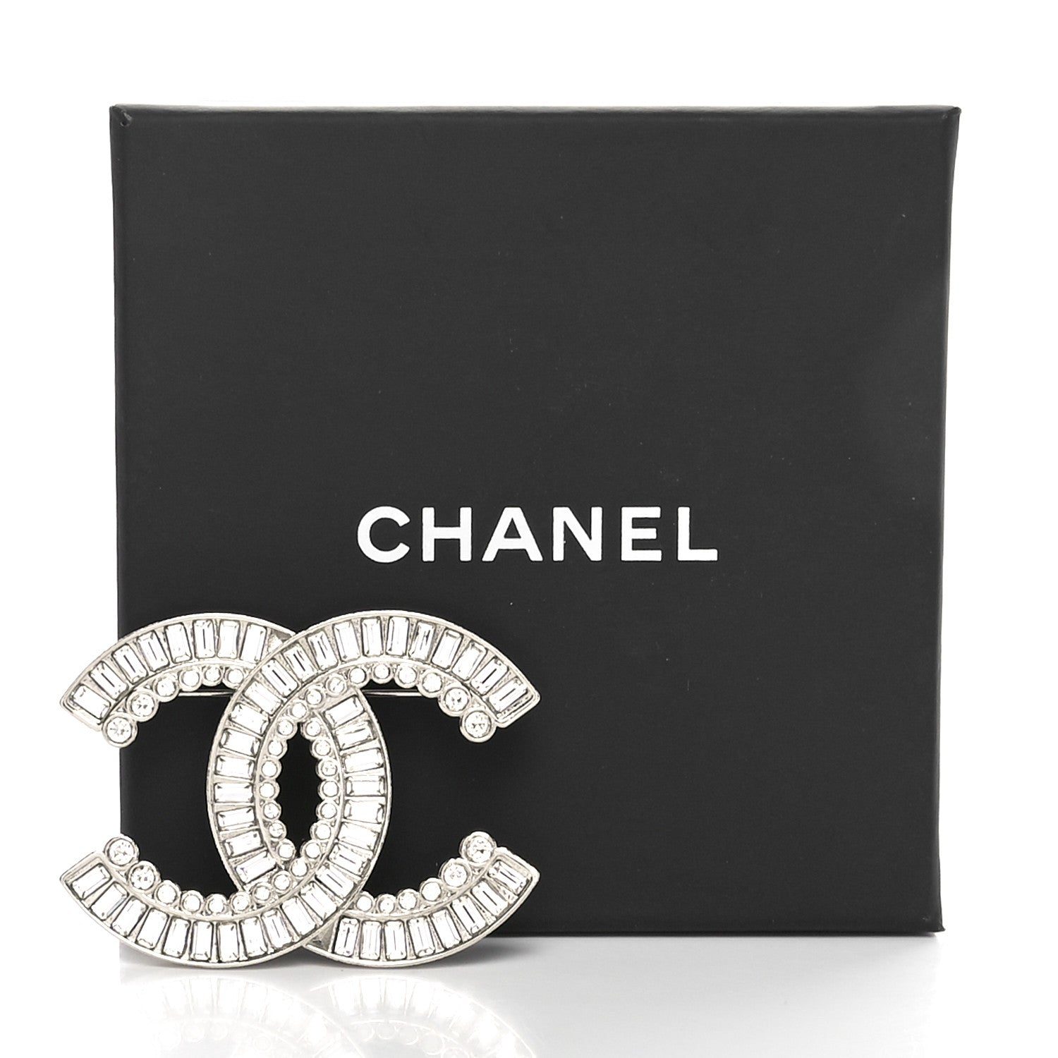 Chanel Baguette Crystal CC Brooch Silver 4 of 4